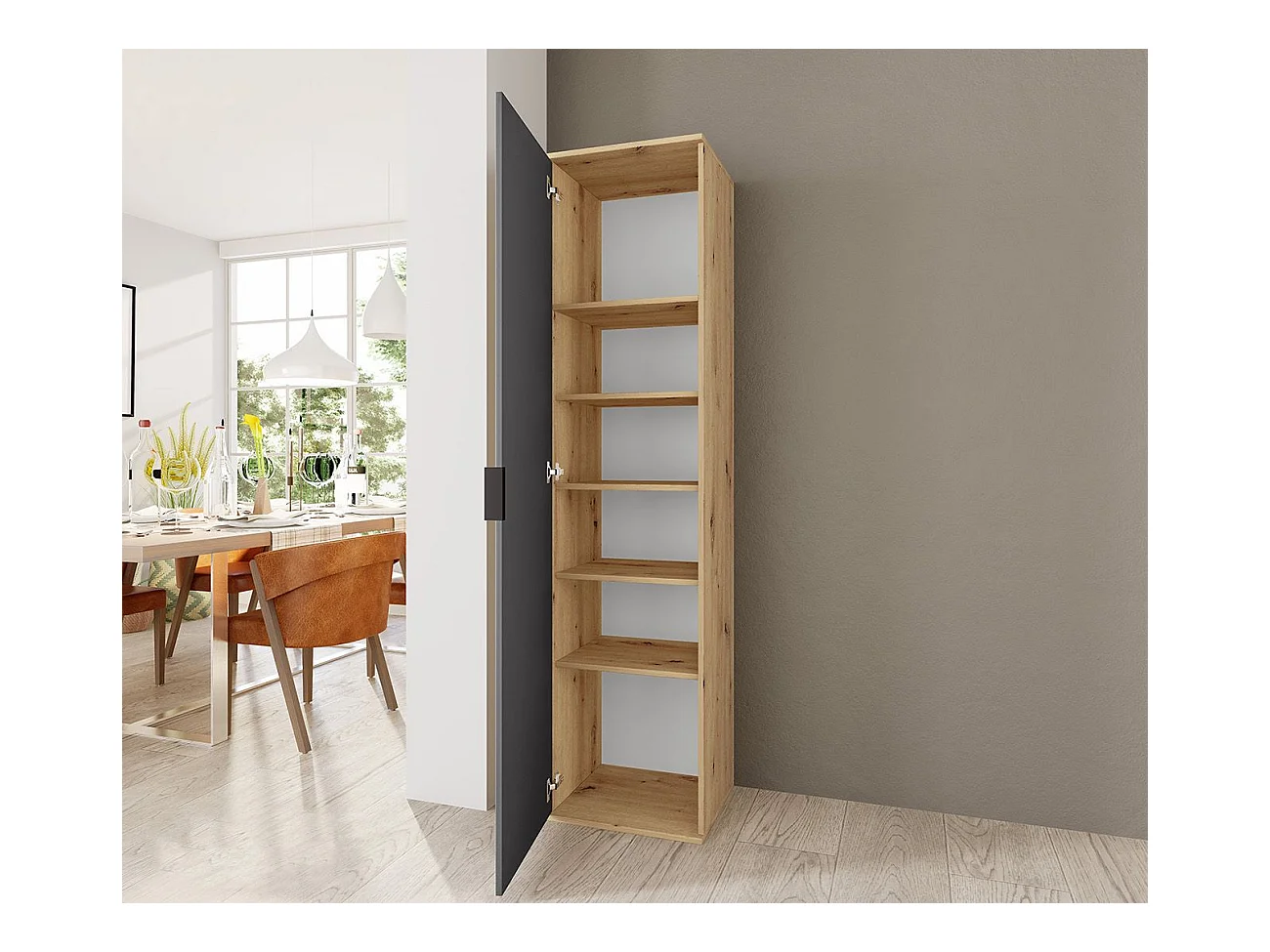 Armadio scarpiera 45x184 cm rovere e grafite 5 ripiani ASI4