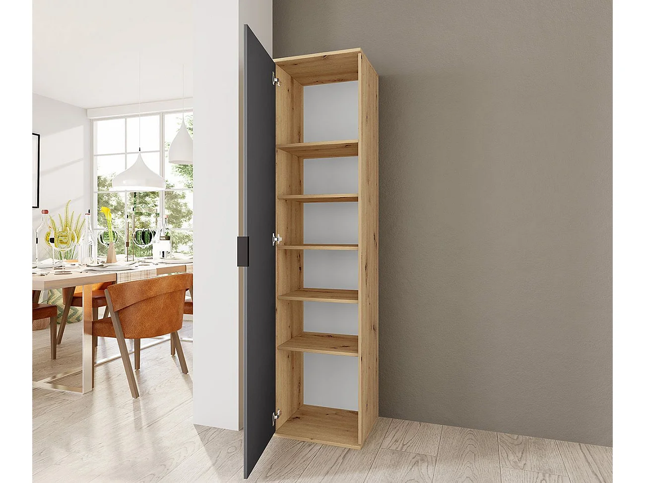 Armadio scarpiera 45x184 cm rovere e grafite 5 ripiani ASI4