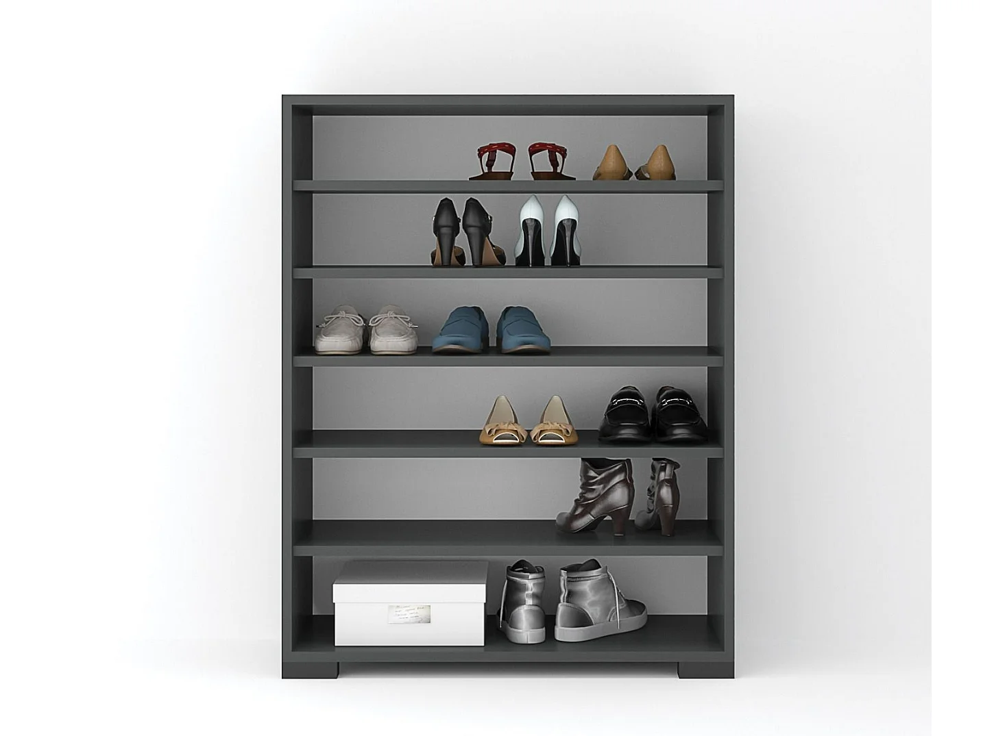 Scarpiera ingrasso con 5 ripiani interni in rovere naturale e antracite ASG7