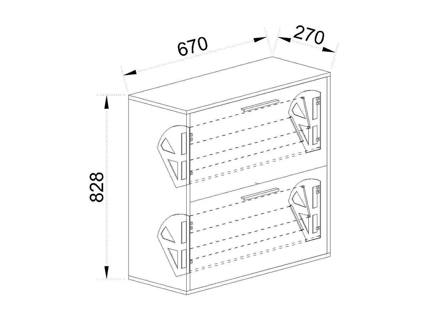 Scarpiera 2 vani a ribalta 67x82 cm marrone moka SI8