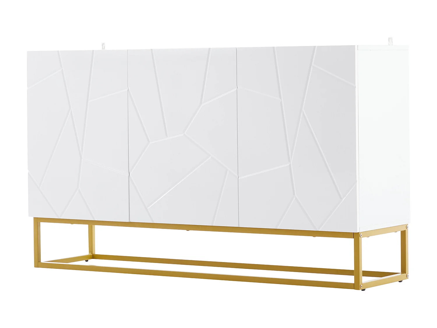 Aparador alto brilho - 130 x 36 x 76 cm - com 3 portas - Aglomerado - branco