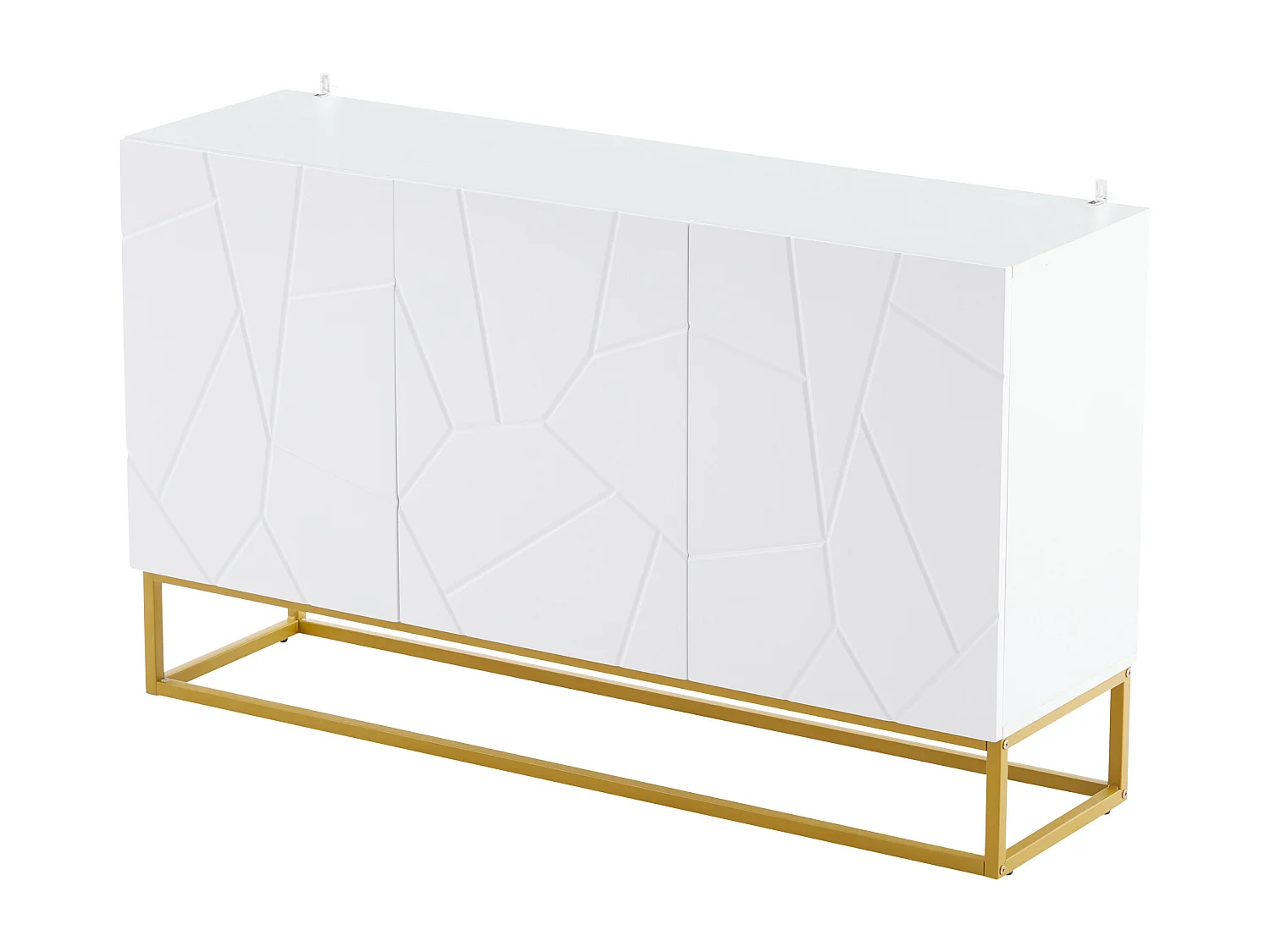 Aparador alto brilho - 130 x 36 x 76 cm - com 3 portas - Aglomerado - branco