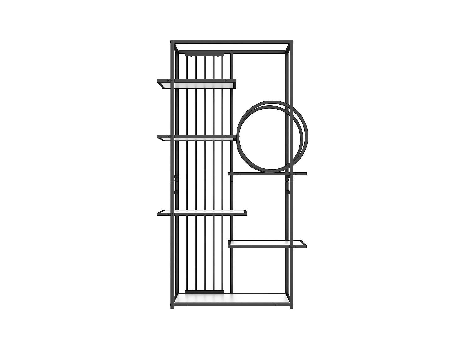 Étagère en métal - 100 x 30 x 180 cm - tube en acier massif - structure géométrique - MDF + Métal - blanc + noir