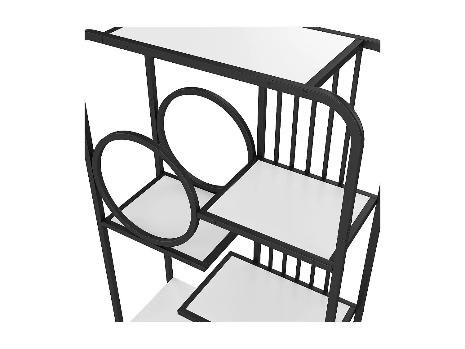Metallregal - 80 x 30 x 180 cm - mit 2 Stauräumen + 2 Türen + 3 Metallböden - MDF + Metall - weiß + schwarz