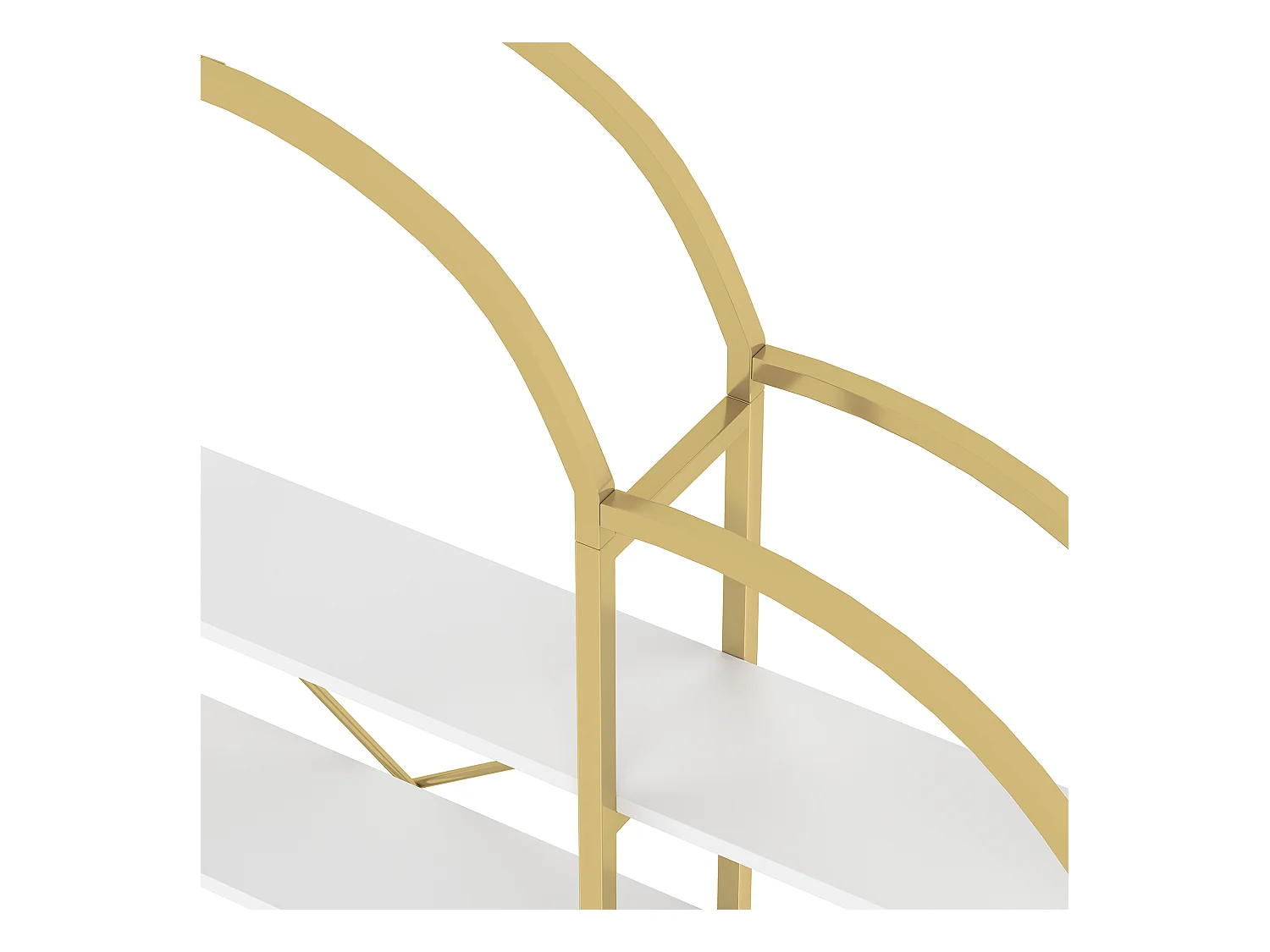 Étagère en métal - 170 x 25 x 190 cm -  5 couches d'espace de rangement - MDF + Métal - or + blanc