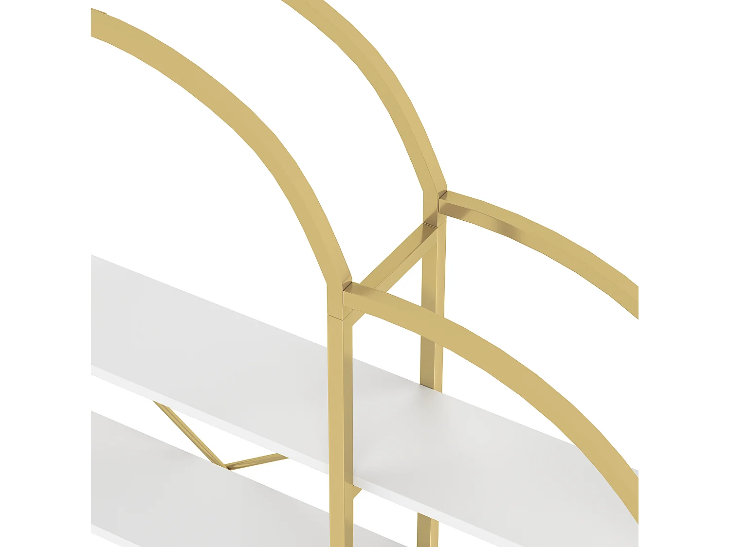 Étagère en métal - 170 x 25 x 190 cm -  5 couches d'espace de rangement - MDF + Métal - or + blanc