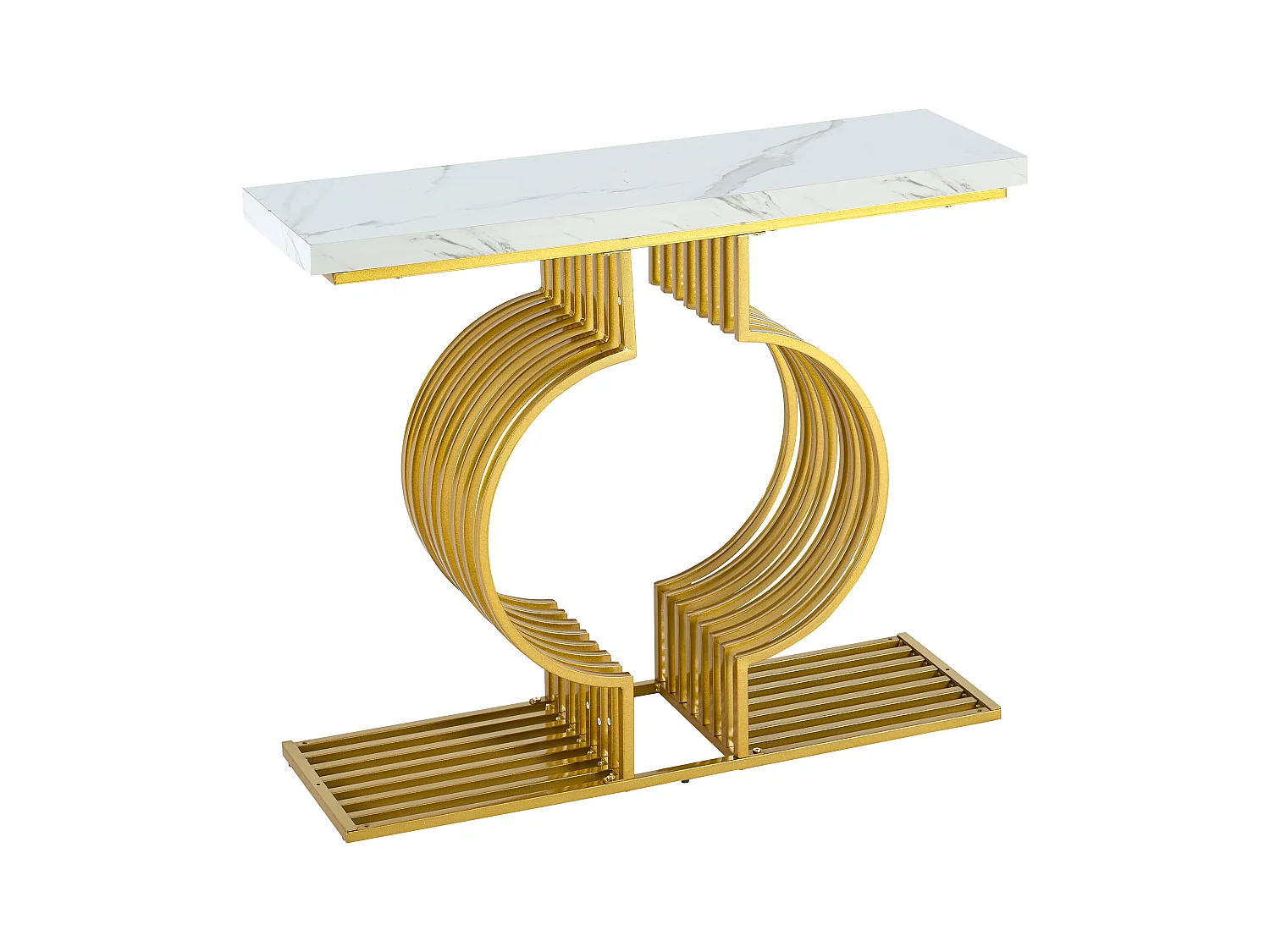 Table basse moderne simple - 100 x 30 x 80 cm - petite table d'appoint - MDF - Blanc + doré