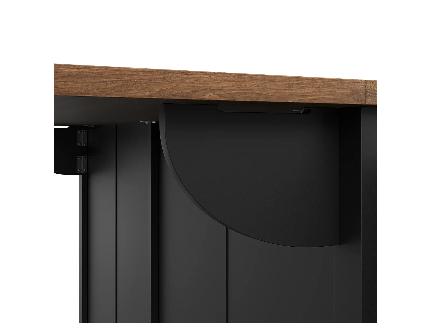 Keukeneiland op wielen - 140 x 45 x 94 cm - met uitschuifbaar werkblad + 2 deuren + 3 laden - Metaal + MDF - zwart