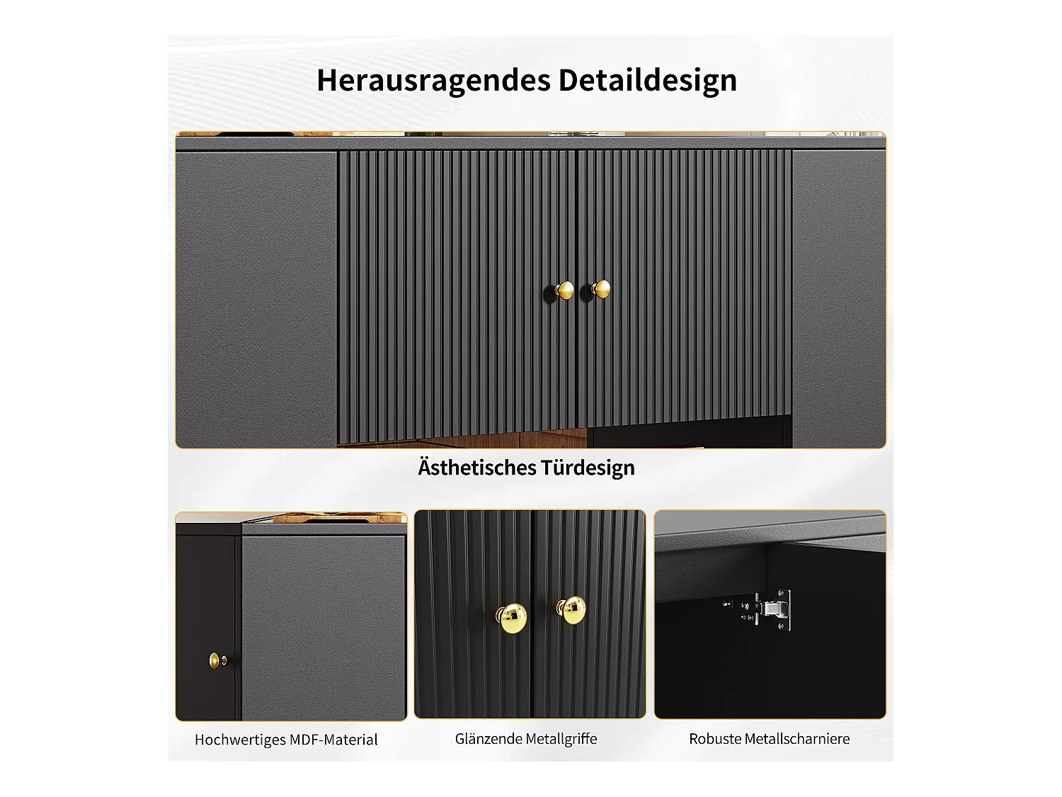 Isla de cocina moderna - 140 x 40 x 90 cm - mueble de cocina - con 2 cajones + 3 puertas - MDF - negro