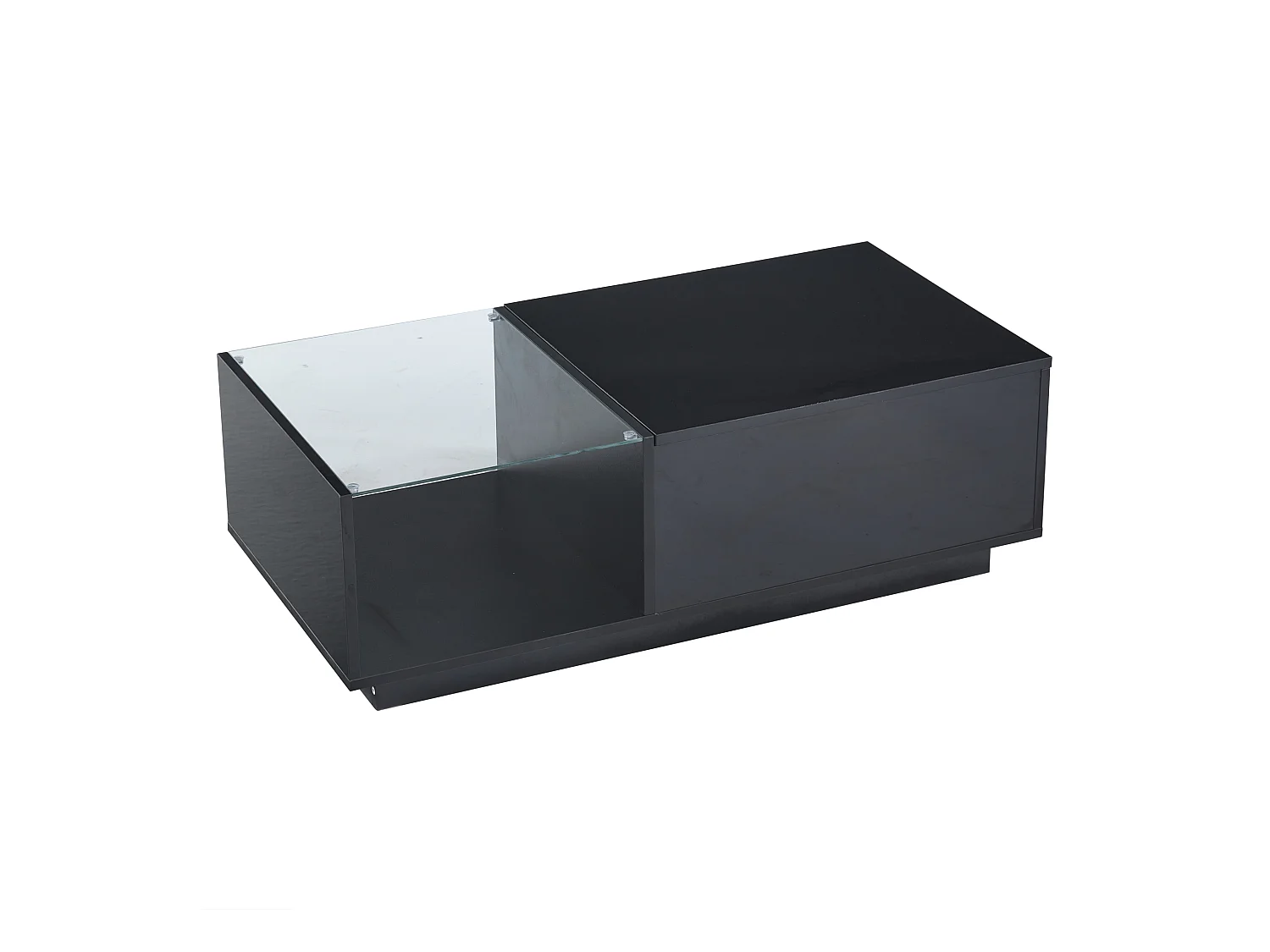 Table basse réglable - 100 x 50 x 33 cm - avec Leds + rangement caché + étagère - aggloméré - noir