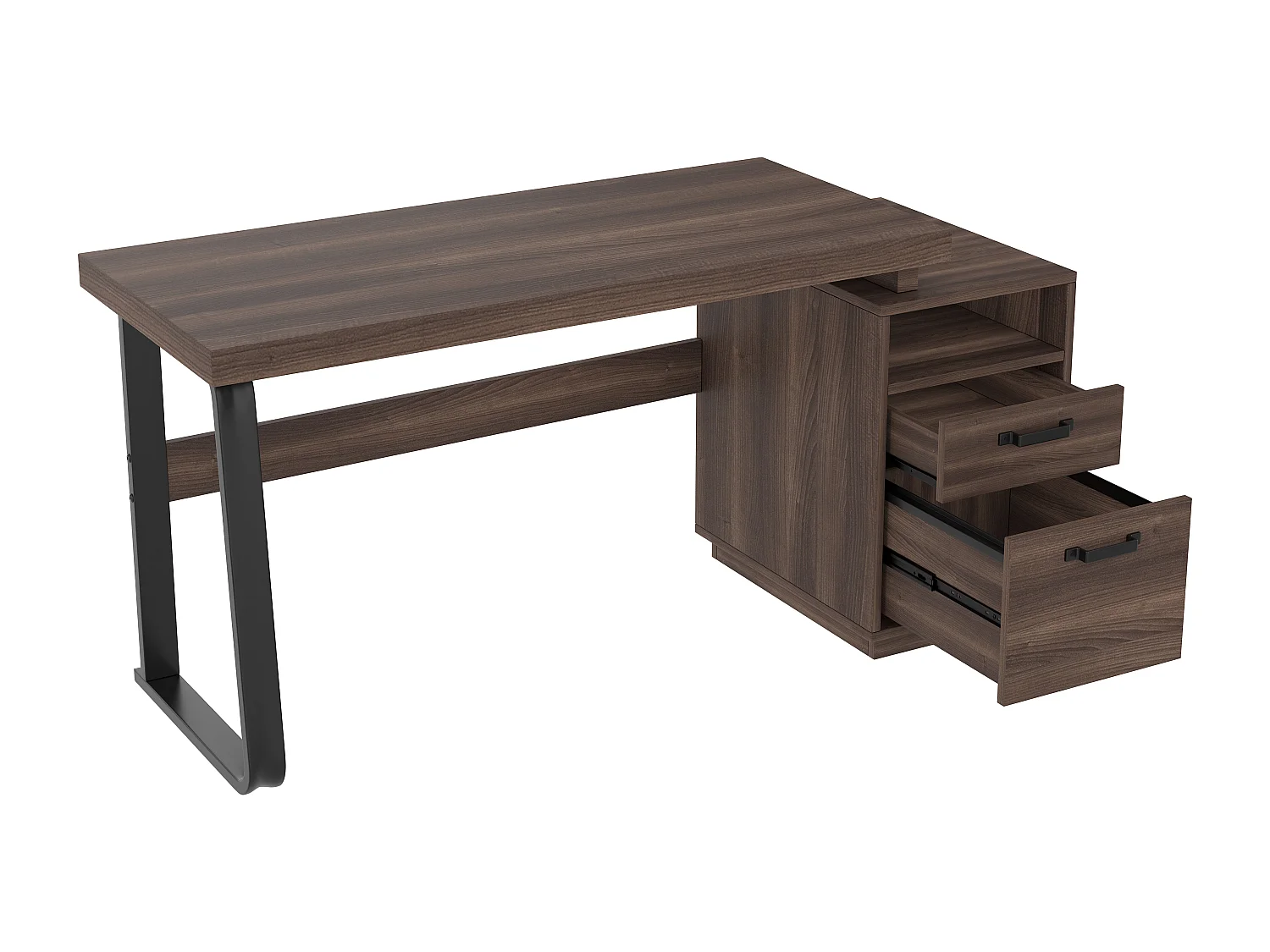 Enkel bureau - 161 x 54 x 76 cm - met 2 stille lades - spatwaterdicht - MDF + Metaal - bruin