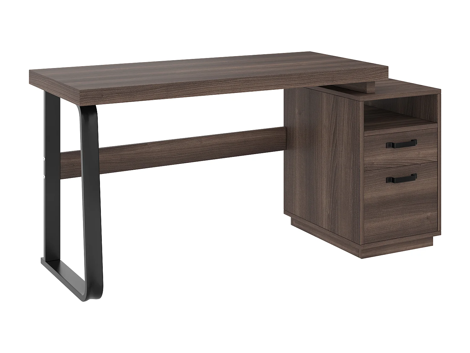 Enkel bureau - 161 x 54 x 76 cm - met 2 stille lades - spatwaterdicht - MDF + Metaal - bruin