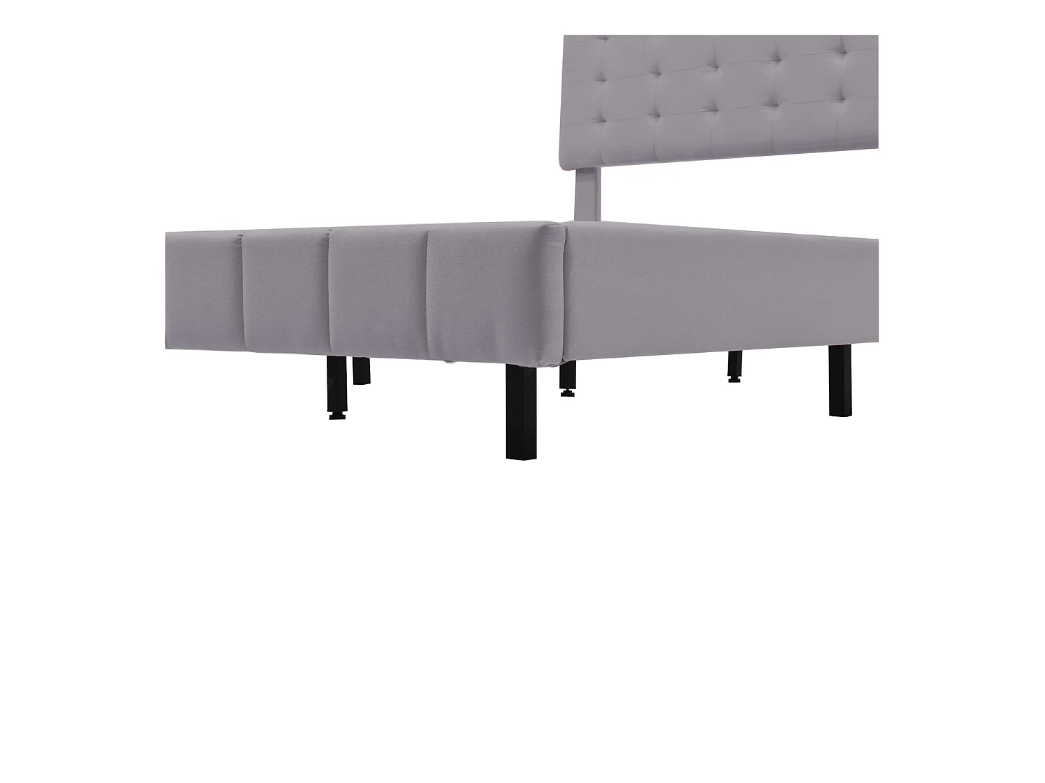 Letto 140 x 200 cm con illuminazione a LED e testiera regolabile, rete a doghe, tessuto di lino, grigio