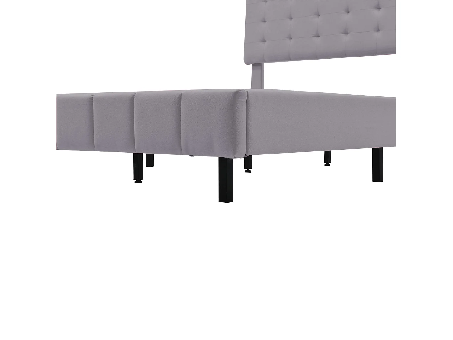 Lit 140 x 200 cm avec éclairage LED et tête de lit réglable, sommier à lattes,  tissu en lin, gris