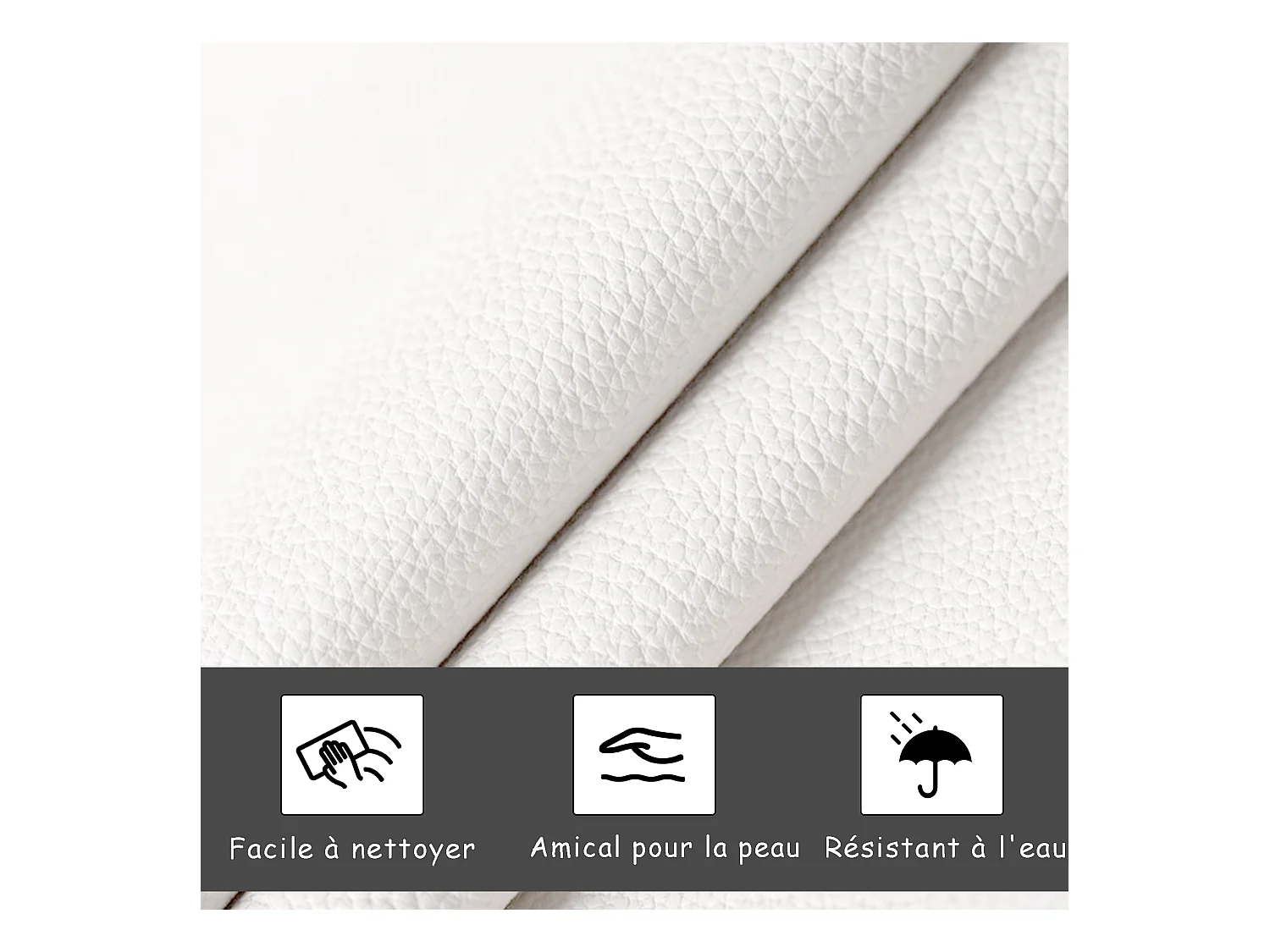 Lit Double Rembourré 140x200 cm avec éclairage LED, LIT avec Sommier et rangement, PU,Blanc