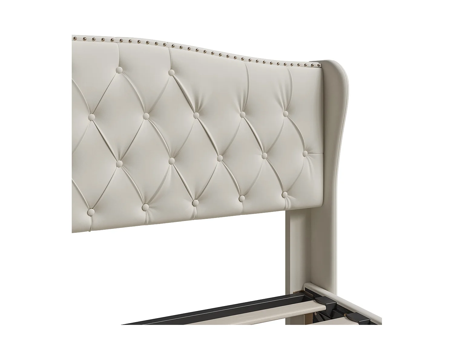 Letto matrimoniale imbottito 160 x 200 cm, con rete a doghe, con testiera regolabile, velluto, bianco