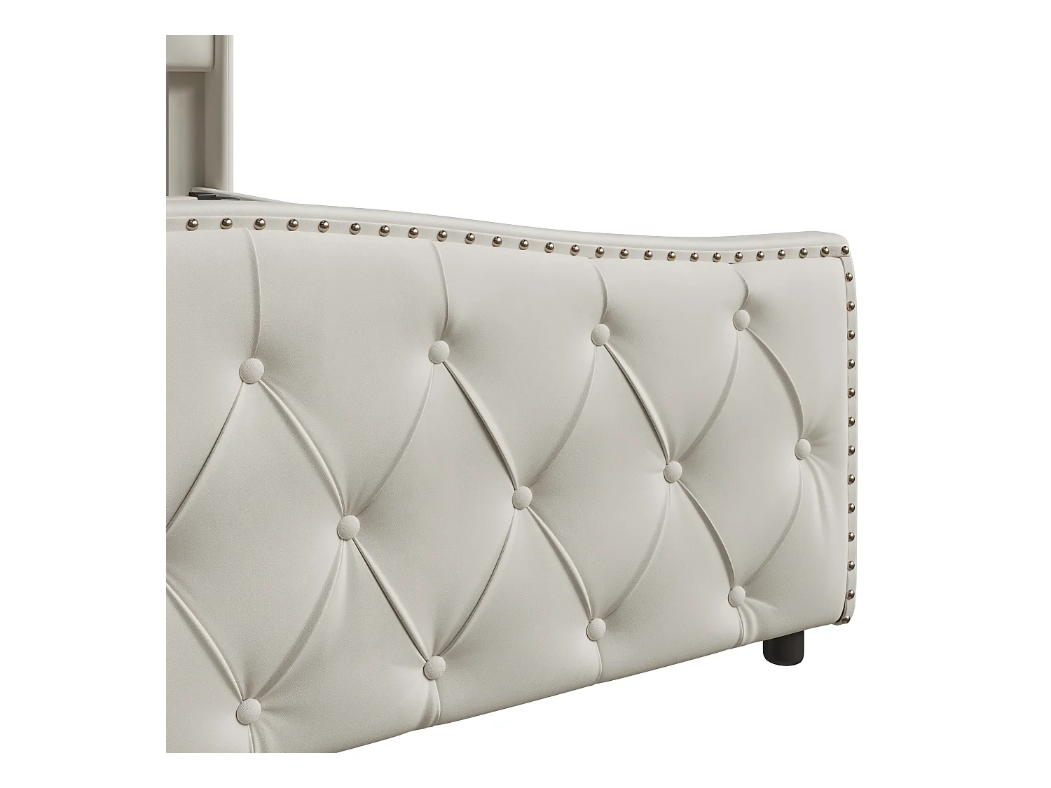 Letto matrimoniale imbottito 160 x 200 cm, con rete a doghe, con testiera regolabile, velluto, bianco