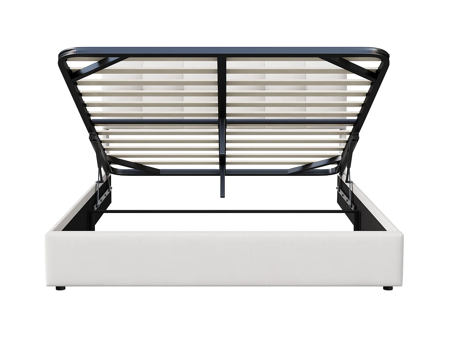 Letto matrimoniale 140 x 200 cm, idraulico, LED, letto contenitore, schienale e giroletto, velluto, Beige