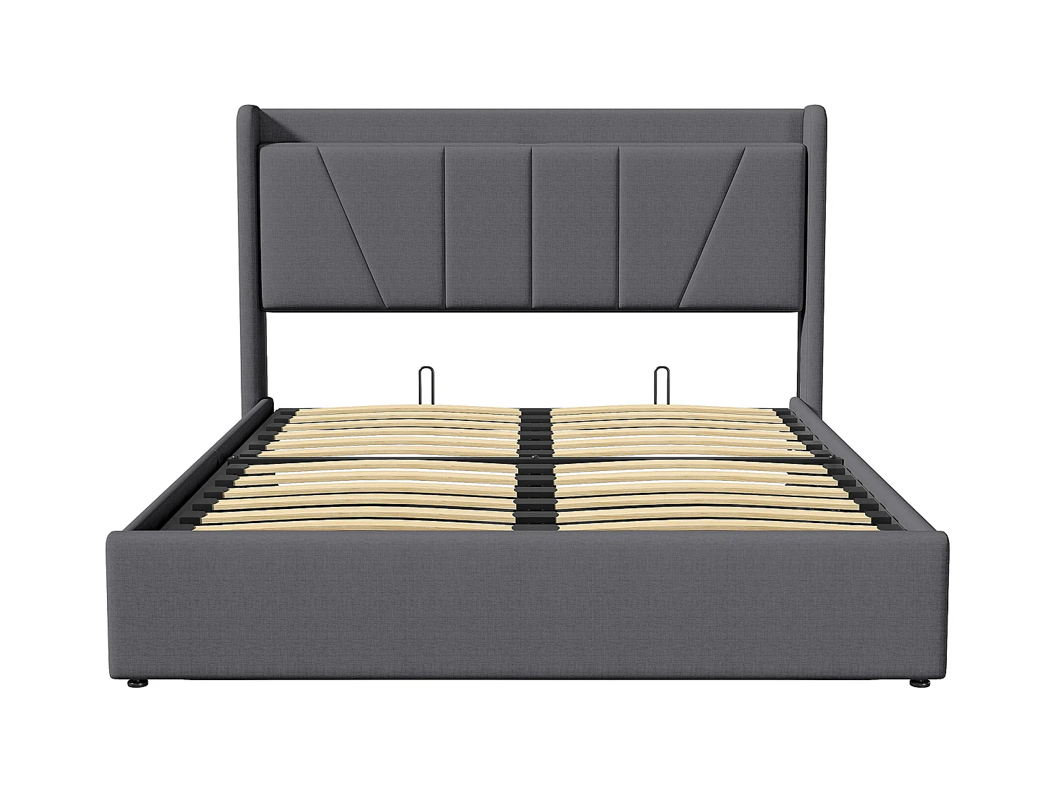 Lit double rembourré 140 x 200 cm, avec espace de rangement, cadre de lit avec USB/type C, Gris