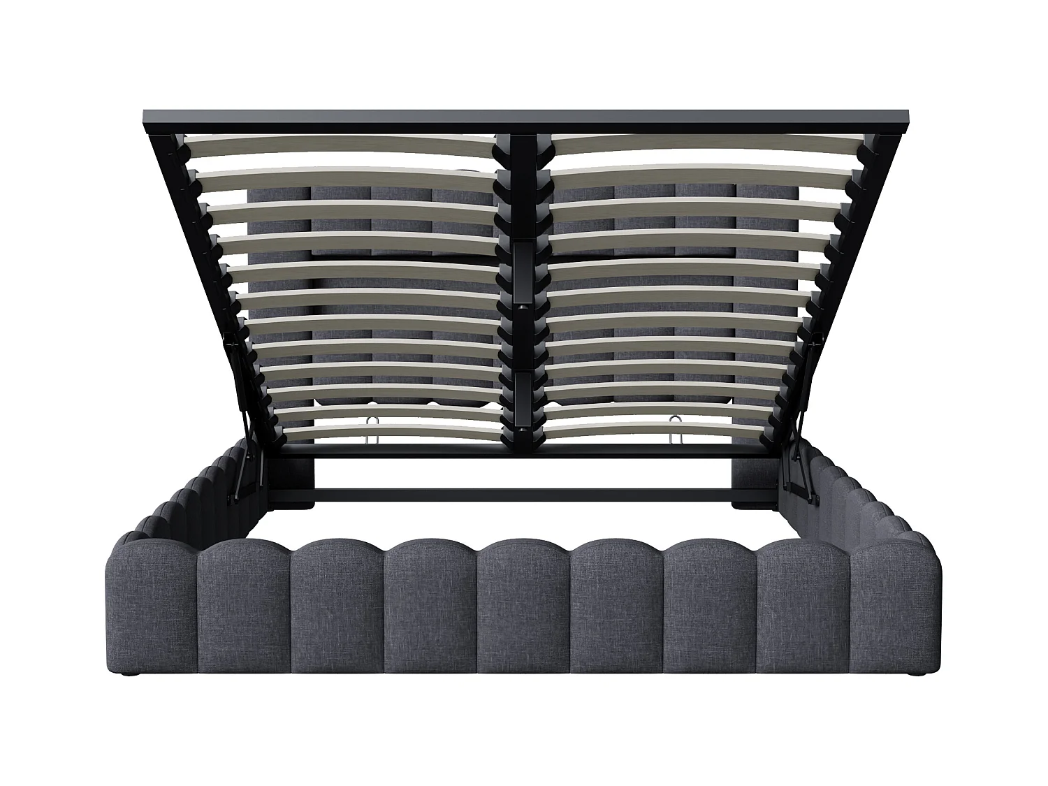 Gestoffeerd bed 180x200 cm met LED en USB-oplaadpunt, met functie en lattenbodem, linnen, grijs