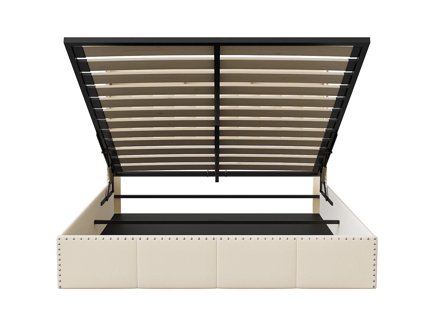 Gestoffeerd bed 140x200 cm, bedframe met ledverlichting, hoofdbord met opbergruimte, fluweel, beige