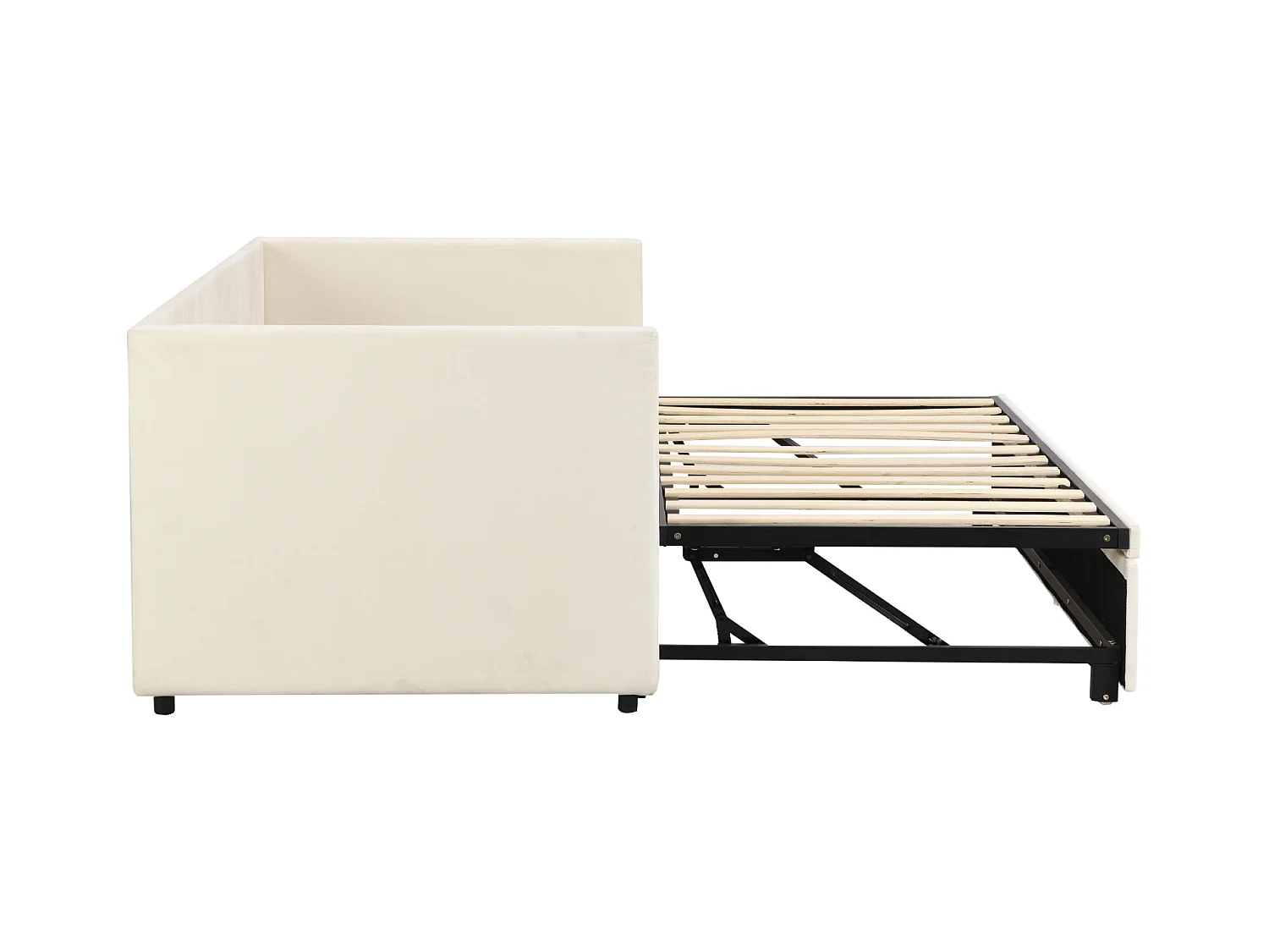 Canapé-lit 90/180 x 200 cm, lit de jour extensible avec sommier à lattes, canapé 2 places, beige