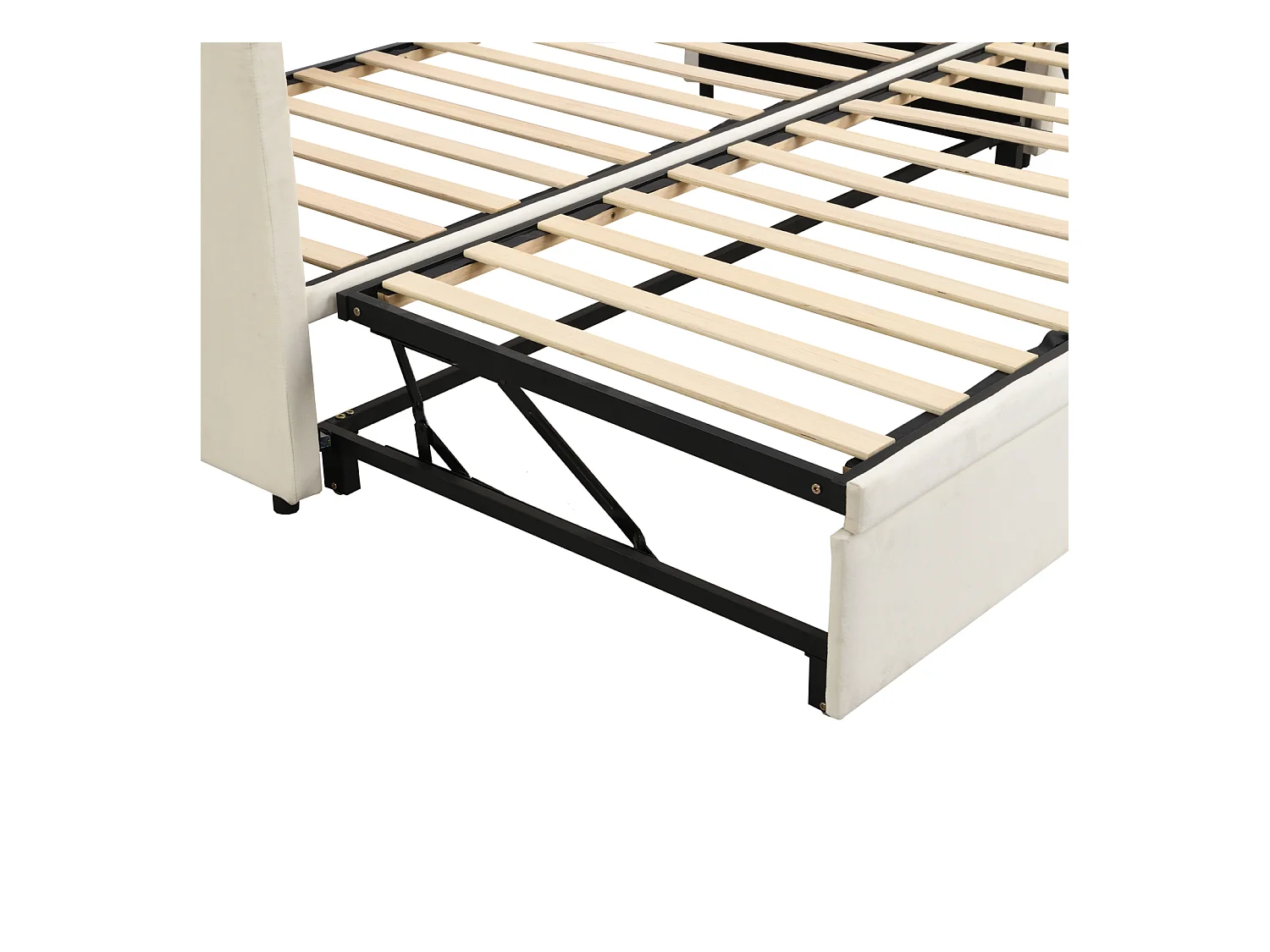 Canapé-lit 90/180 x 200 cm, lit de jour extensible avec sommier à lattes, canapé 2 places, beige