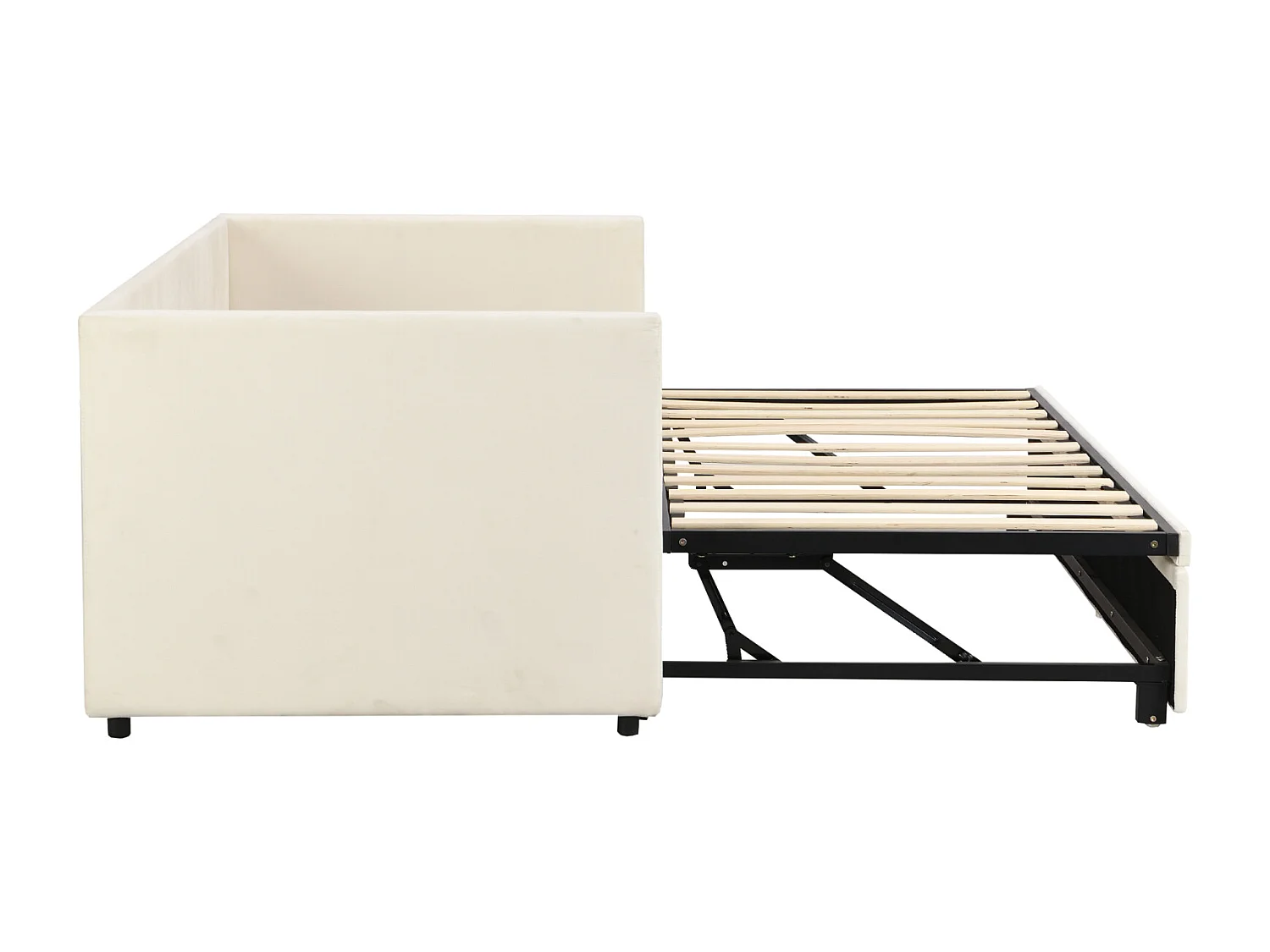 Divano letto 90/180 x 200 cm, divano letto estensibile con rete a doghe, divano 2 posti, beige