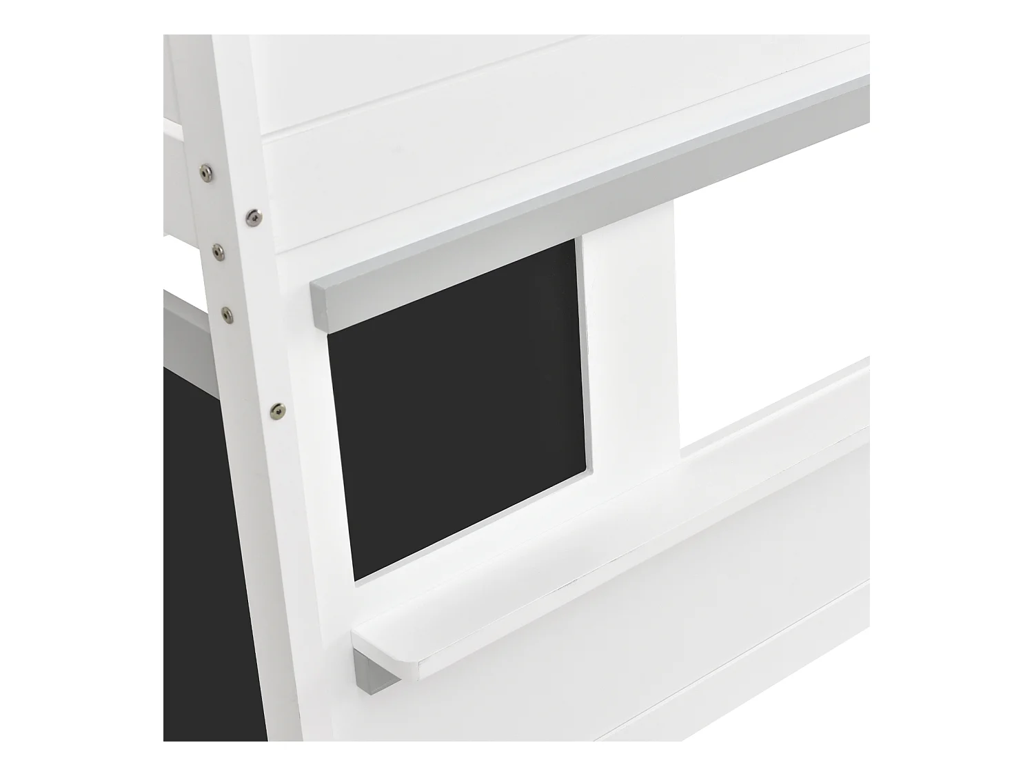 Beliche 90x200 cm com prancheta e escada, grades, estrutura em pinho maciço, branco