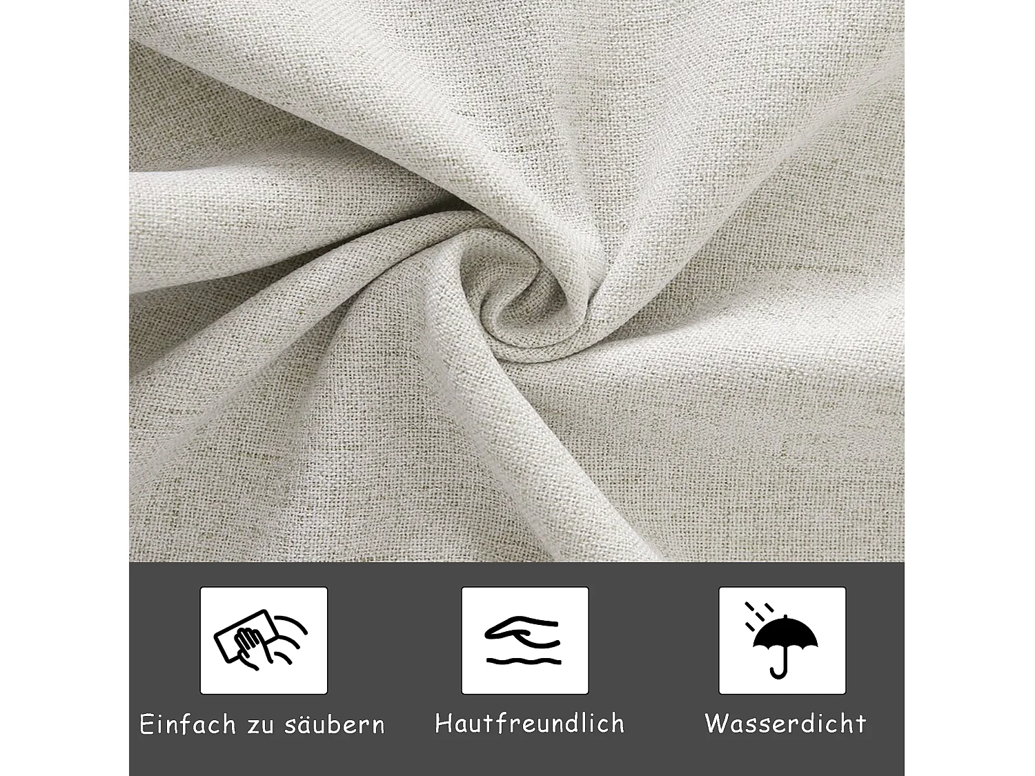 Lit double rembourré, 160 x 200 cm, avec éclairage LED, avec sommier à lattes et espace de rangement, avec tête de lit, lin, beige