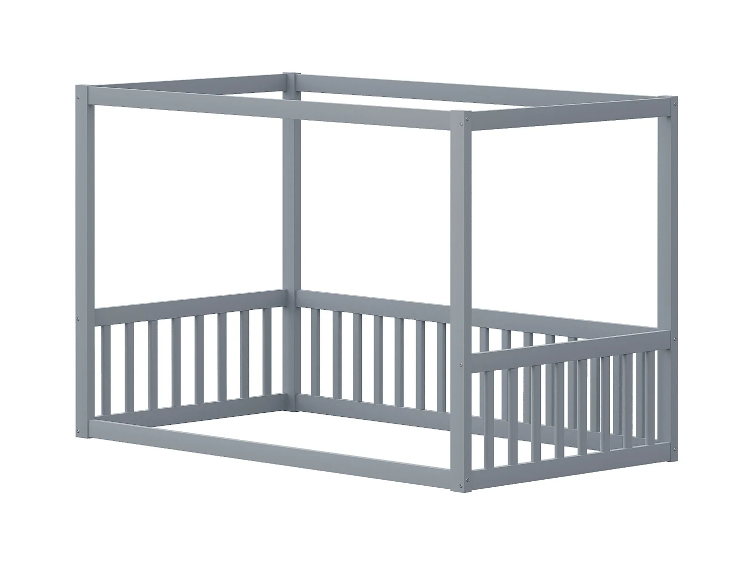 Lit à baldaquin pour enfant - 90 x 200 cm - sans sommier - cadre de lit - bois - gris