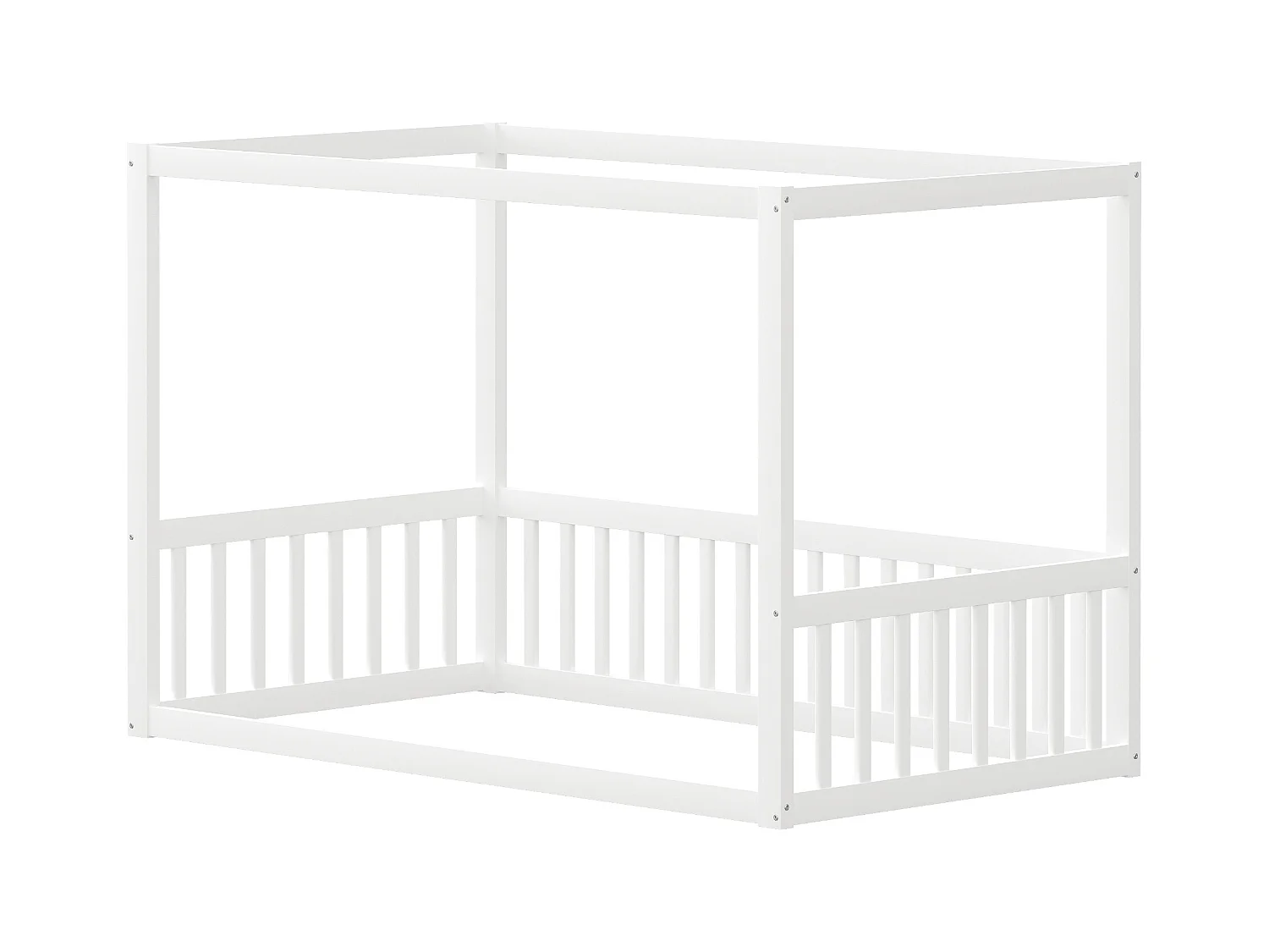 Lit à baldaquin pour enfant - 90 x 200 cm - sans sommier - cadre de lit - bois - blanc