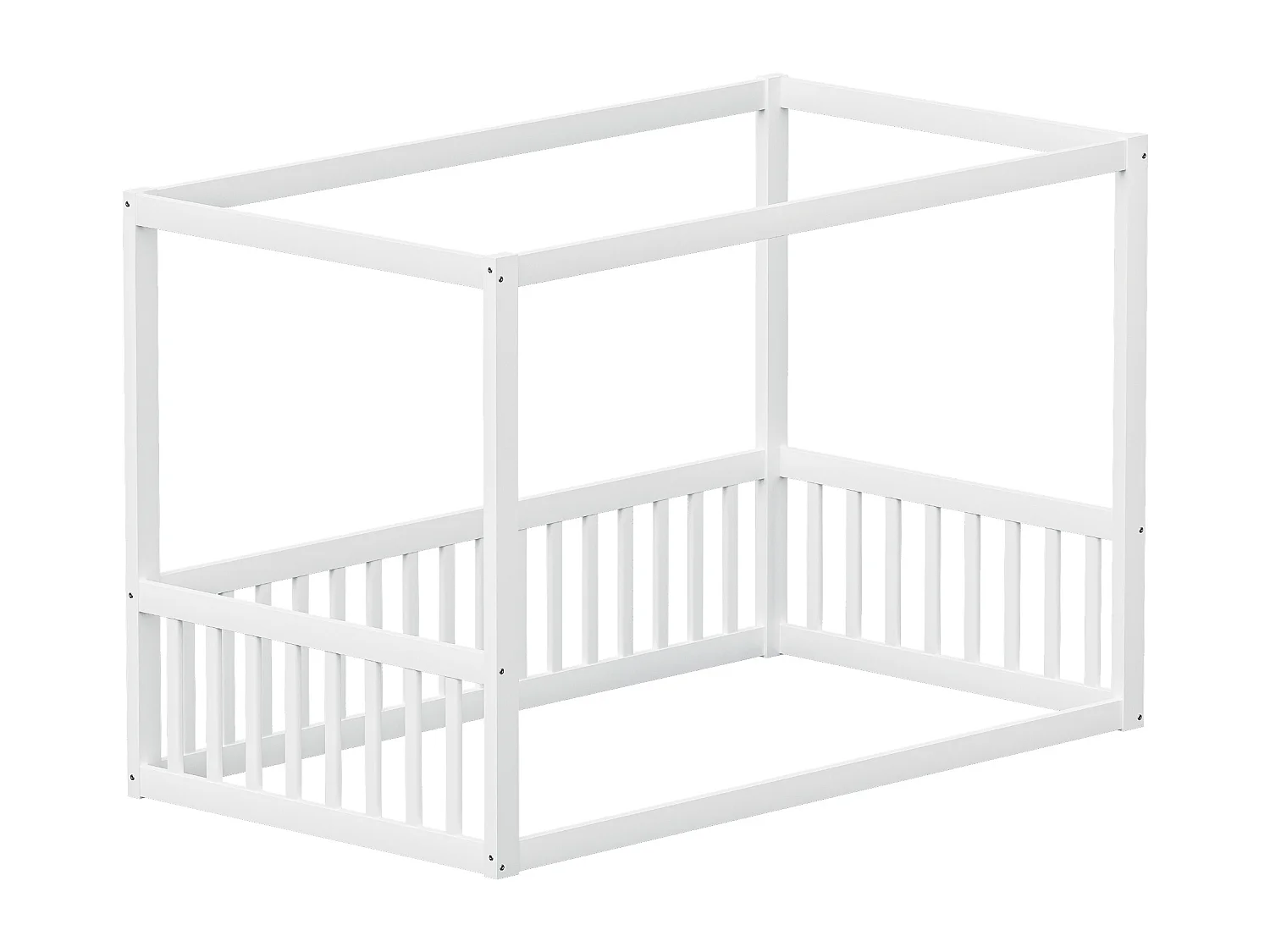 Lit à baldaquin pour enfant - 90 x 200 cm - sans sommier - cadre de lit - bois - blanc