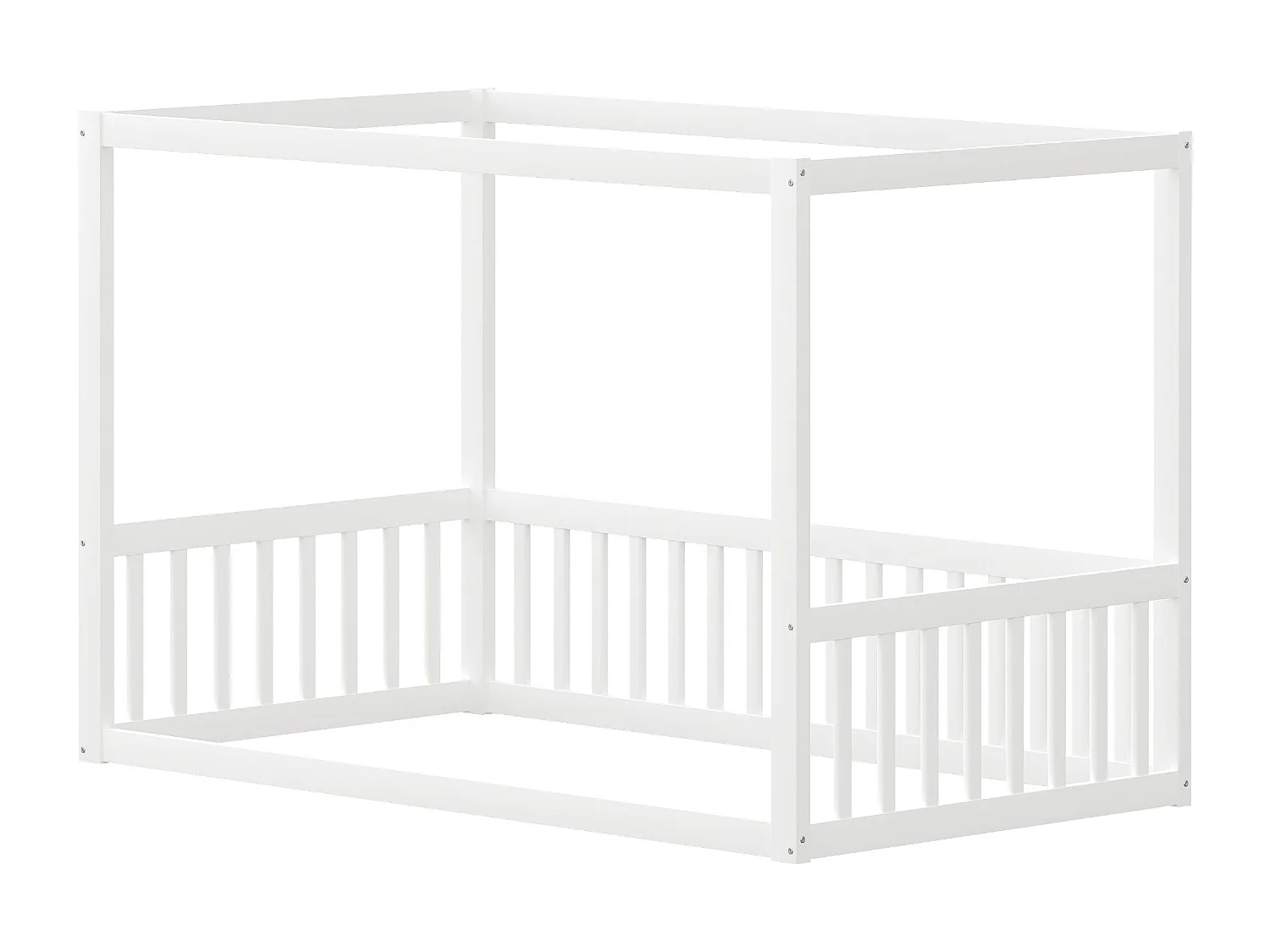 Lit à baldaquin pour enfant - 90 x 200 cm - sans sommier - cadre de lit - bois - blanc