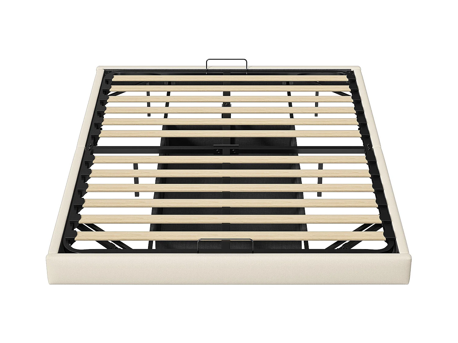 Lit 160x200 cm, Lit Flottant avec LED et Espace de Rangement, Cadre de Lit sans Tête de Lit,Beige