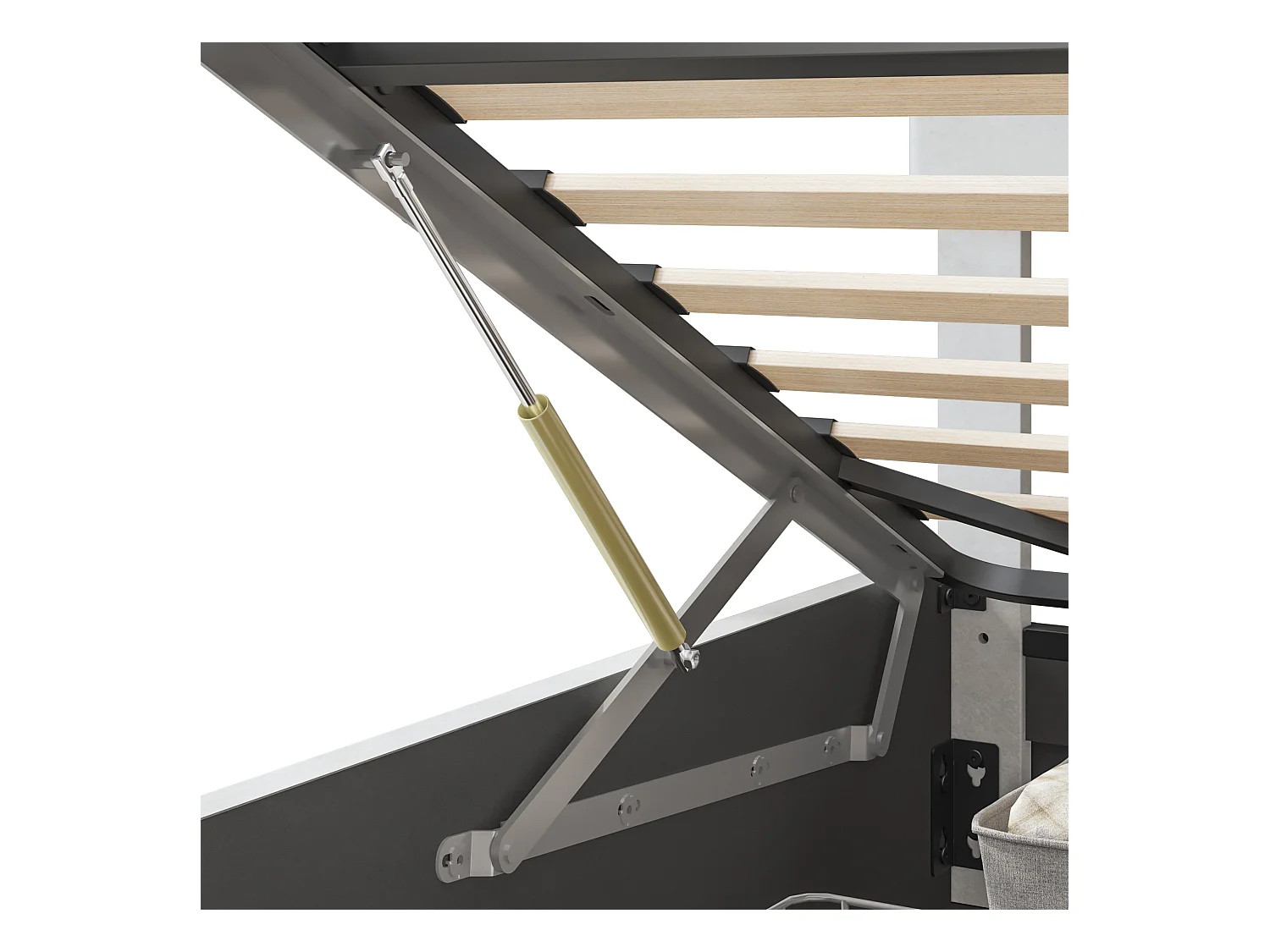 Lit Coffre 160x200 cm,Tête Rembourrée avec LED et USB, Grand Rangement sous Le Lit, Tissu PU,Beige