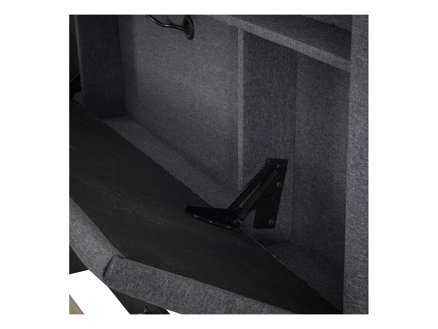 Cama com arrumação 160x200 cm, cama de casal com arrumação, com LED, função de carregamento, linho, cinzento