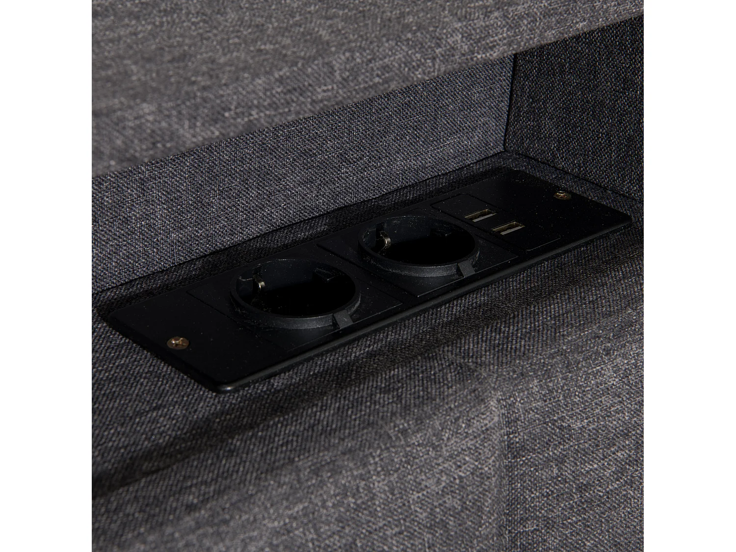 Opbergbed 160x200 cm, tweepersoonsbed met opbergruimte, met led, oplaadfunctie, linnen, grijs