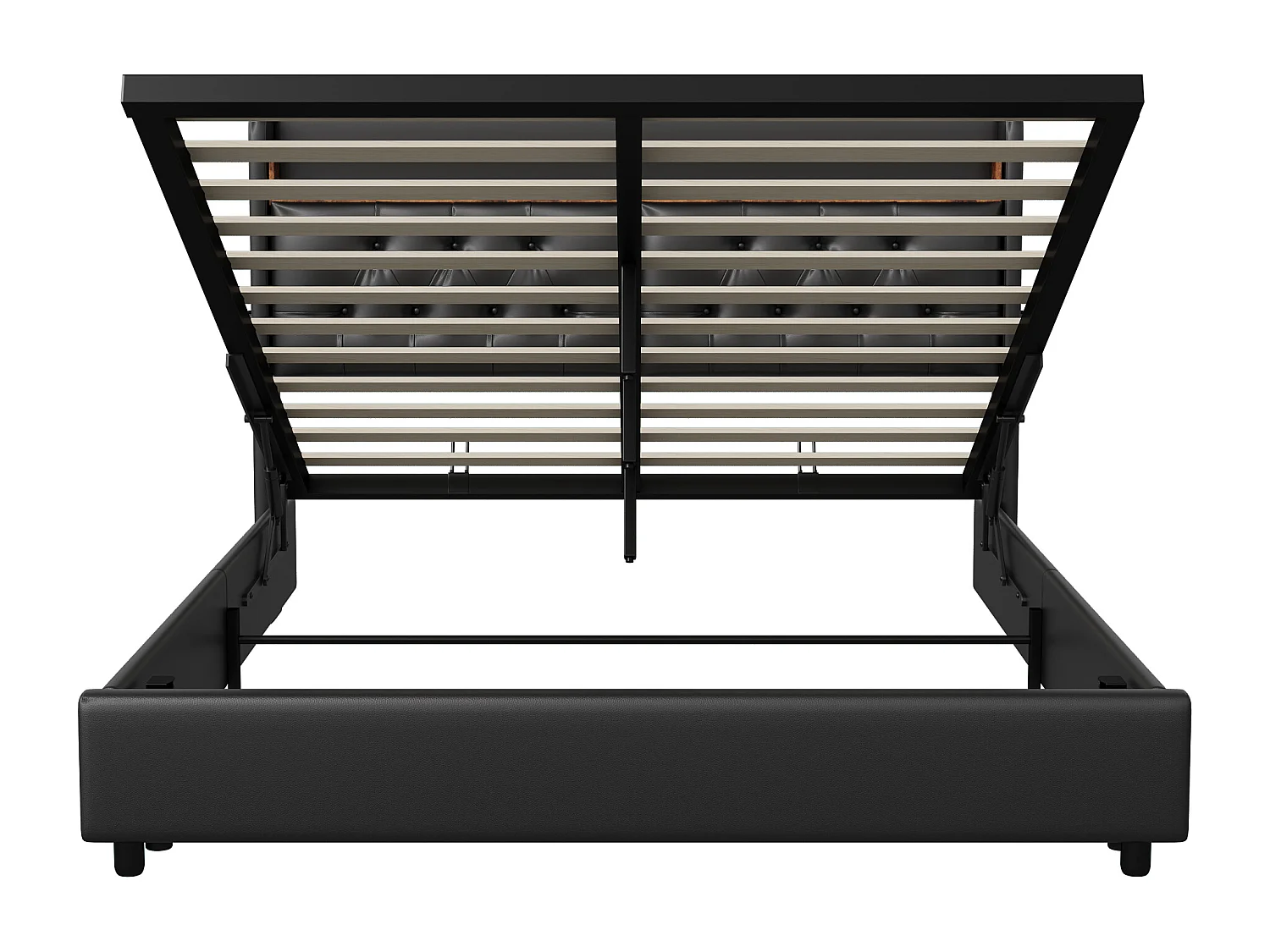 Lit double 180 x 200 cm, lit double avec USB et LED, lit rembourré avec sommier à lattes, PU, Noir