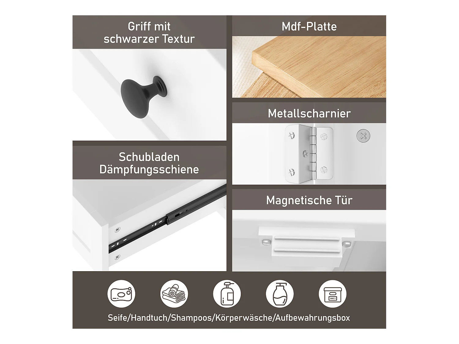 Meuble simple vasque posé au sol - 51 x 46 x 85 cm - avec vasque céramique - avec rangements -  Céramique + MDF - blanc (Robinet non inclus)