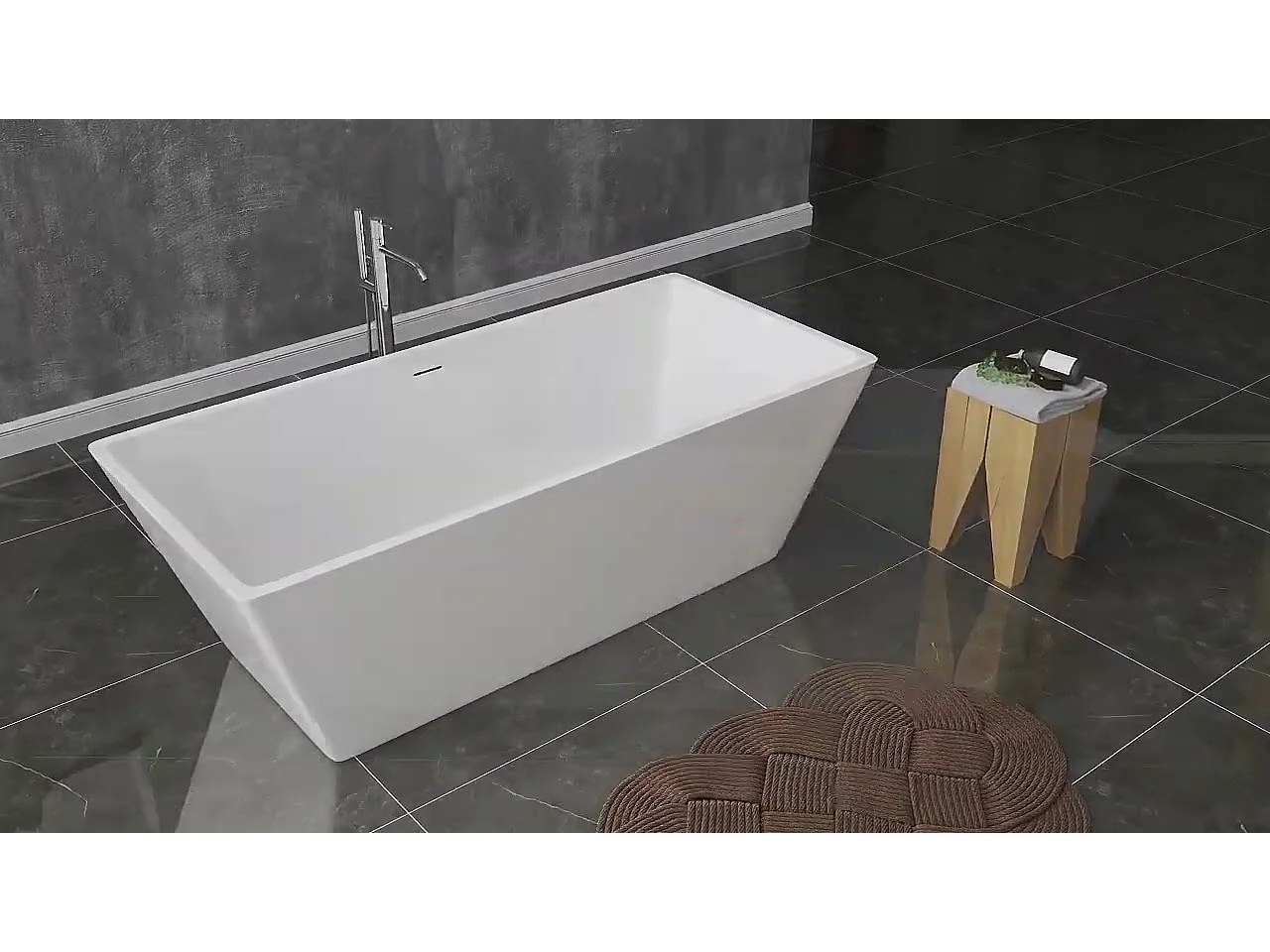 Baignoire îlot ovale - 310L - L.170 x l.80 x H.58cm blanc en Acrylique - avec Bonde et trop plein - Préassemblée, facile à installer