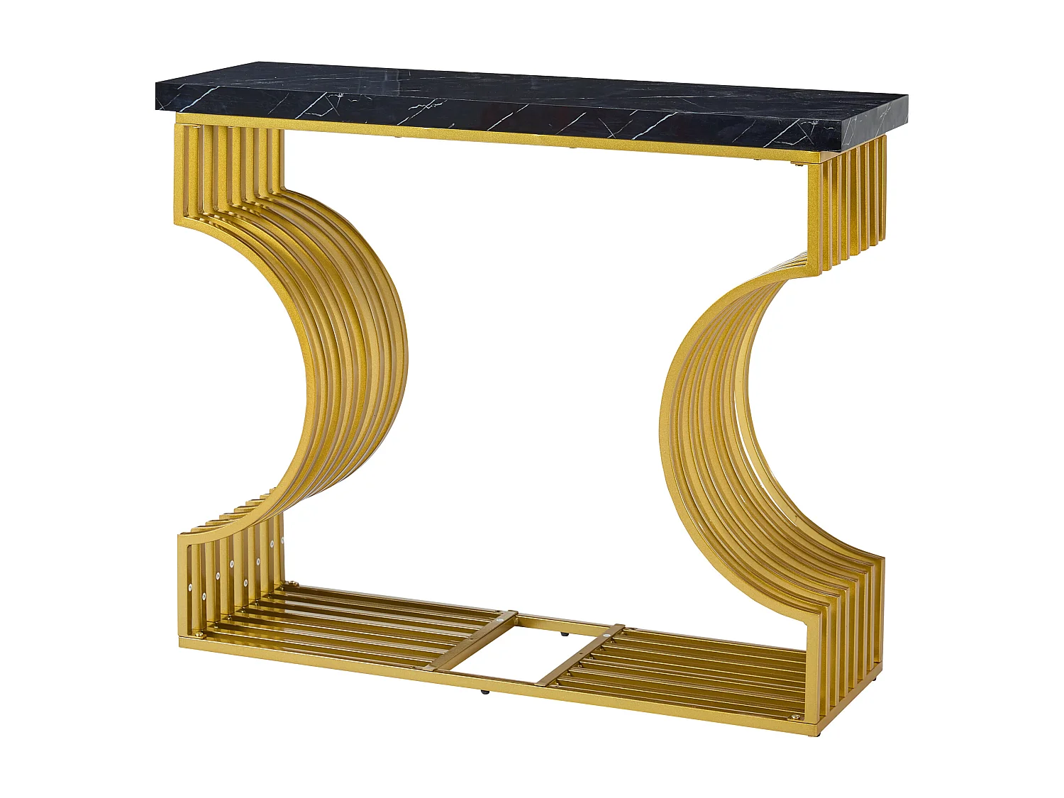 Table basse moderne simple - 100 x 30 x 80 cm - petite table d'appoint - MDF - noir + doré