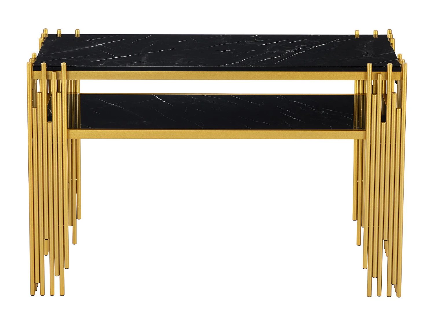 Table d'appoint - 124 x 44 x 80 cm - table de salon moderne du milieu du siècle - pieds dorés - MDF - noir+ doré