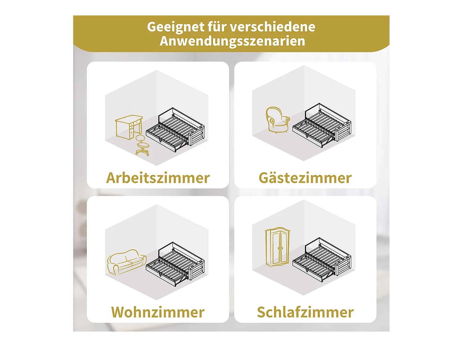 Banquette-lit - 2 x 90 x 190 cm - avec lit gigogne - accoudoirs avec USB Type-C + rangement - bois + coton + métal - beige