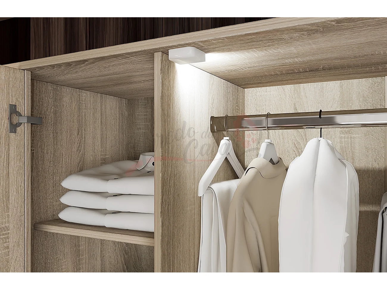 Armadio con tre ante battenti effetto legno stile classico 124x181 rovere scuro AI1016