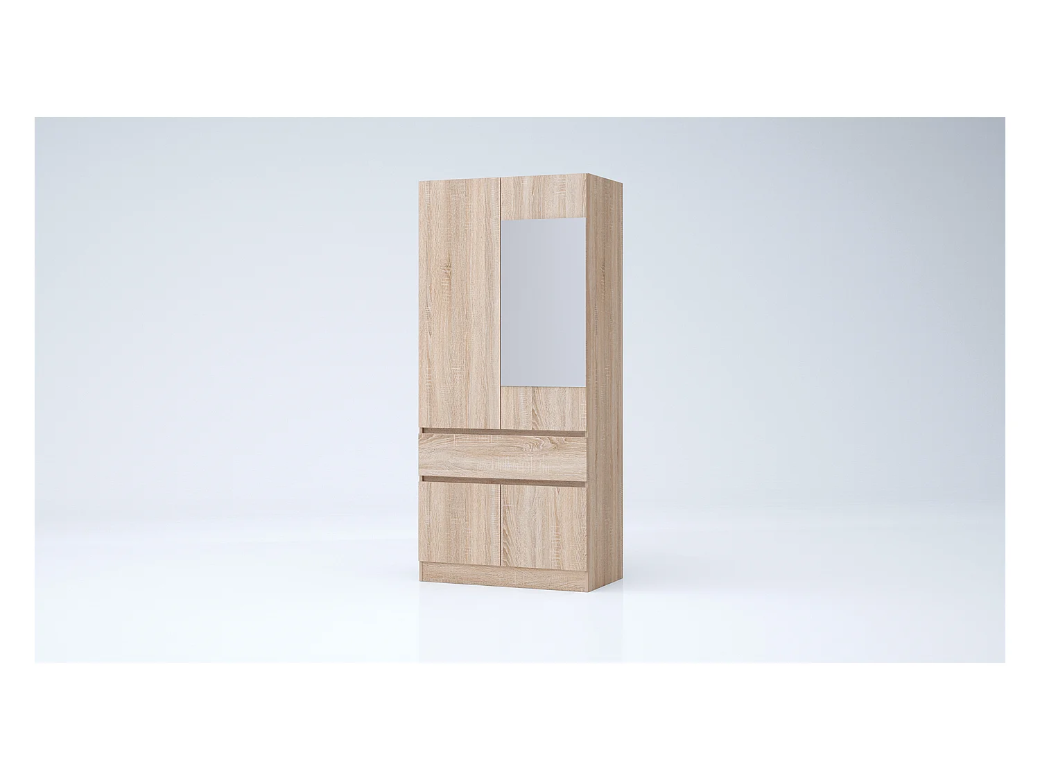 Armadio 4 ante e 1 cassetto 90x200x52 cm rovere chiaro AG55