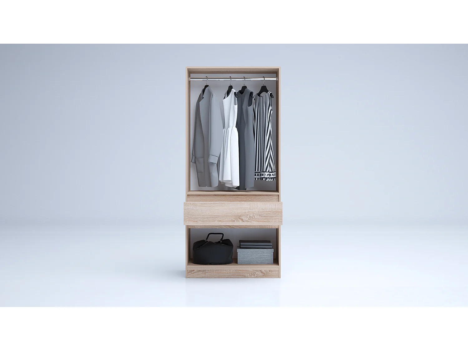 Armadio 4 ante e 1 cassetto 90x200x52 cm rovere chiaro AG55