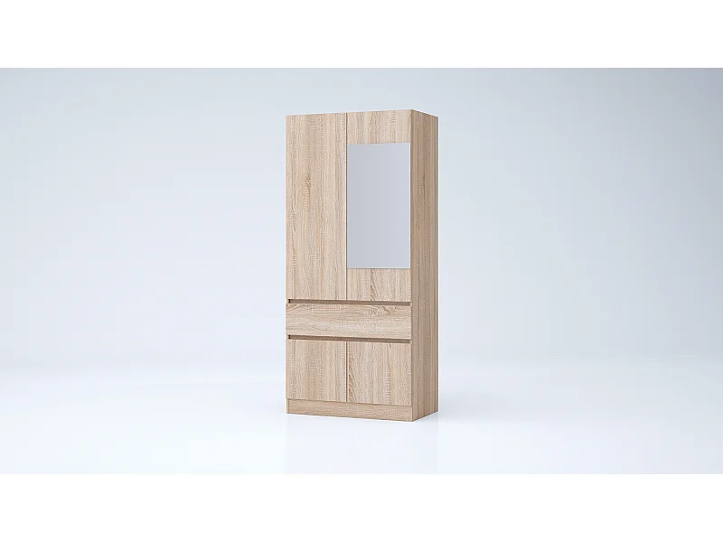 Armadio 4 ante e 1 cassetto 90x200x52 cm rovere chiaro AG55