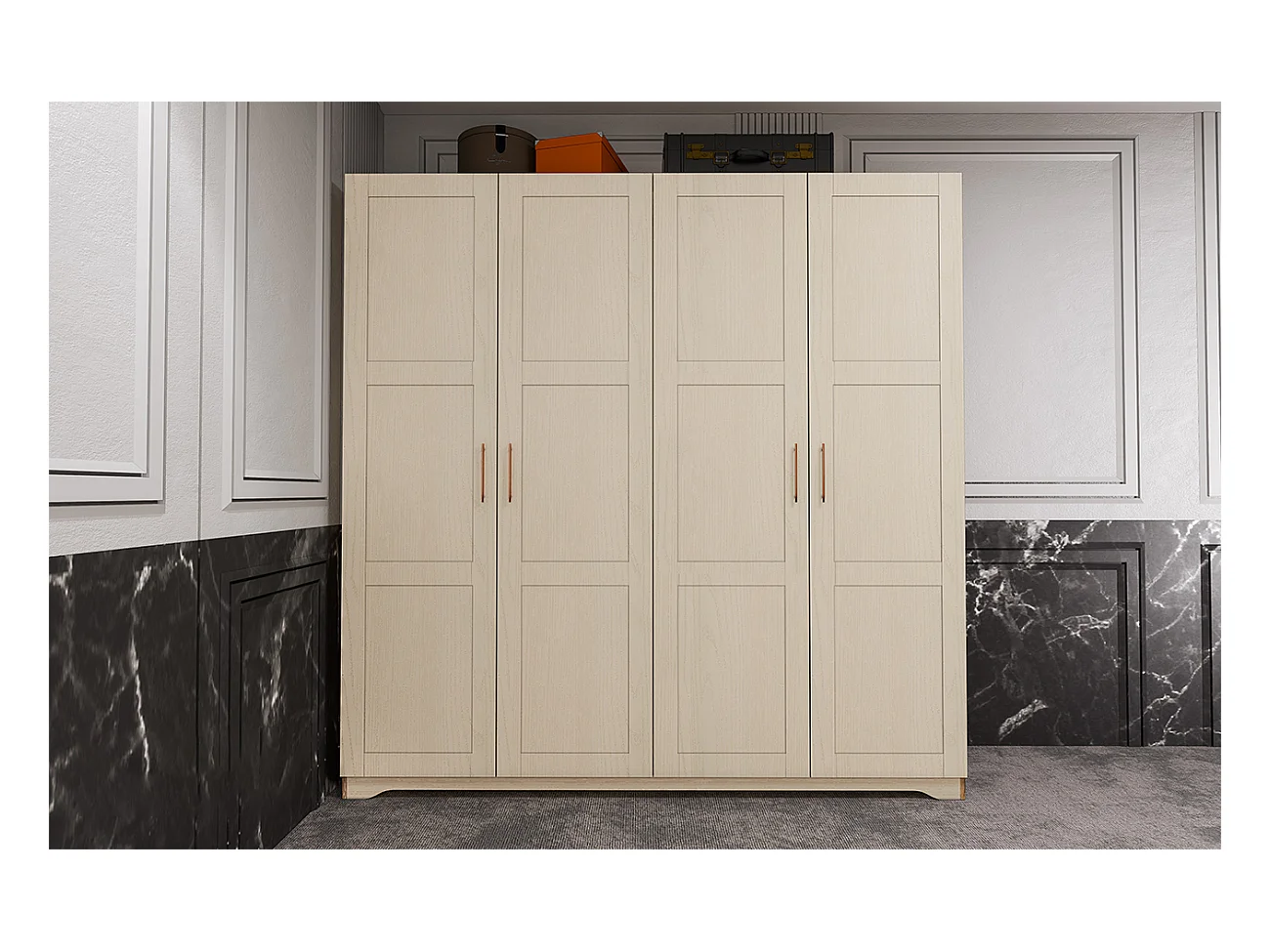 Armadio con quattro ante battenti design sofisticato 203x205 beige AI16