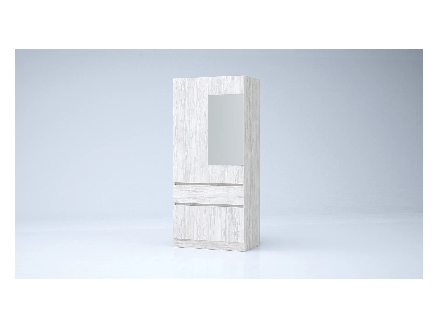 Armadio 4 ante e 1 cassetto 90x200x52 cm bianco legno AG55